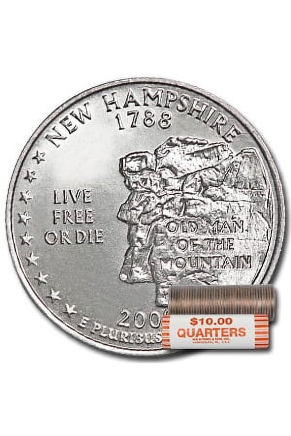 2000-P New Hampshire Statehood Quarter 40-Coin Roll BU