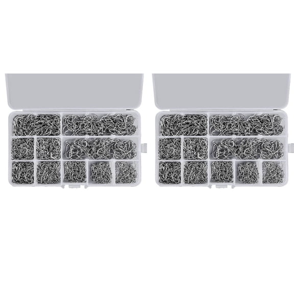 2000 PCS Fishing Hooks Set High Carbon Steel Barbed FishHooks for Saltwater Freshwater Fishing Gear