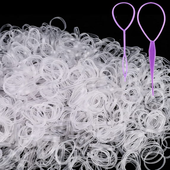 2000 PCS Mini Small Rubber Bands for Hair, Tiny Clear Hair Elastics, Hair Rubber Bands for Girls Toddler Kids Baby, Premium Elastic Hair Ties with 2 PCS Topsy Tail Hair Tools by