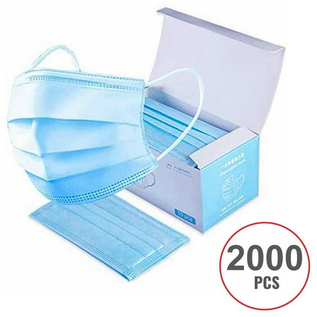 2000 PCS Surgical / Procedural / Dental Style Face Mask Non Medical Disposable 3-PLY Earloop Mouth Cover