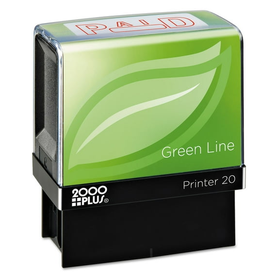 2000 PLUS Green Line Message Stamp Paid 1 1/2 x 9/16 Red 098370