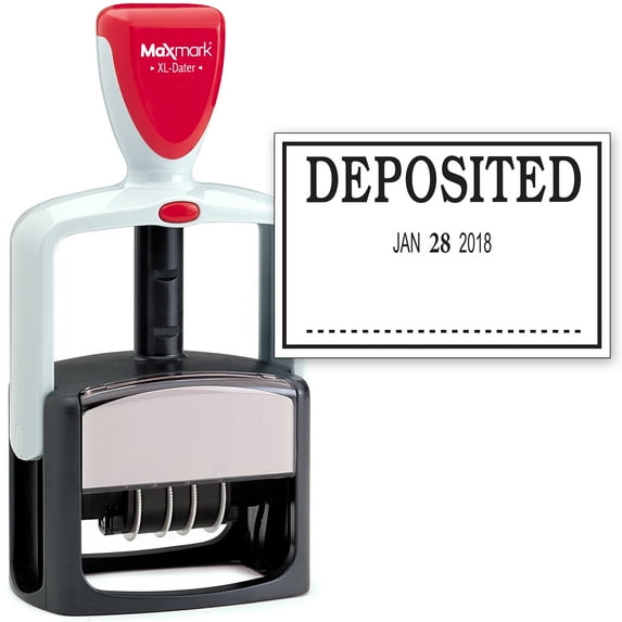 2000 PLUS Heavy Duty Style 2-Color Date Stamp with DEPOSITED self inking stamp - Black Ink
