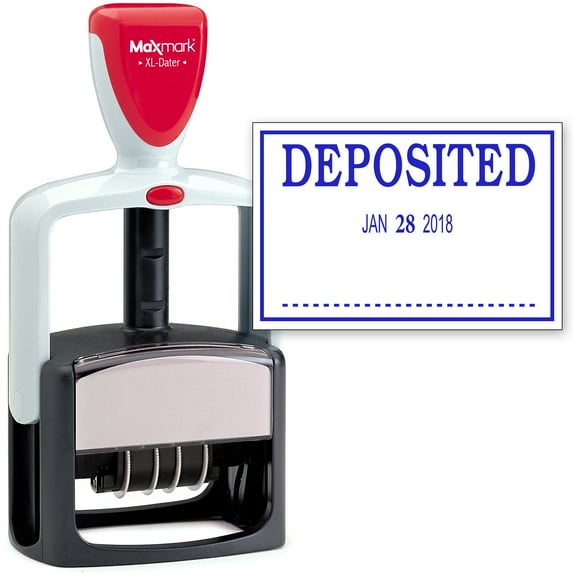 2000 PLUS Heavy Duty Style 2-Color Date Stamp with DEPOSITED self inking stamp - Blue Ink