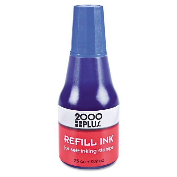 Self-Inking Refill Ink, 0.9 oz. Bottle, Blue