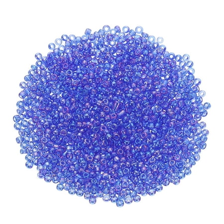 2000 Pack 1.5mm Glass Bugle Beads, Mini Loose Glass Spacer Bead for DIY Making, Blue