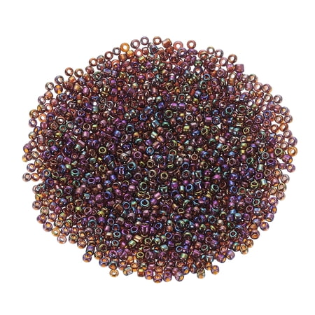 2000 Pack 1.5mm Glass Bugle Beads, Mini Loose Glass Spacer Bead for DIY Making, Coffee