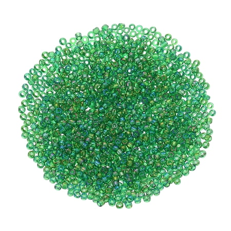 2000 Pack 1.5mm Glass Bugle Beads, Mini Loose Glass Spacer Bead for DIY Making, Dark Green