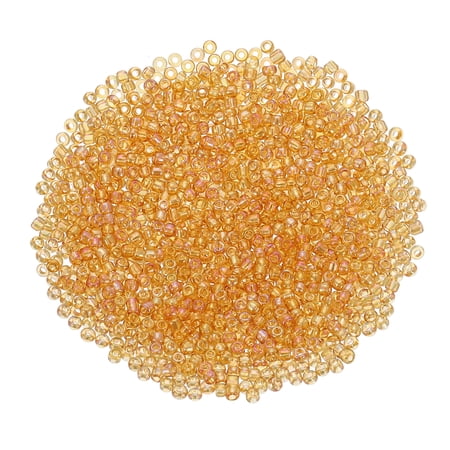 Uxcell 2000 Pack 0.06" Glass Bugle Beads Mini Loose Glass Spacer Bead for DIY Making Gold