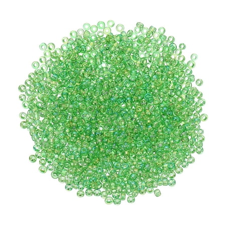 2000 Pack 1.5mm Glass Bugle Beads, Mini Loose Glass Spacer Bead for DIY Making, Grass Green