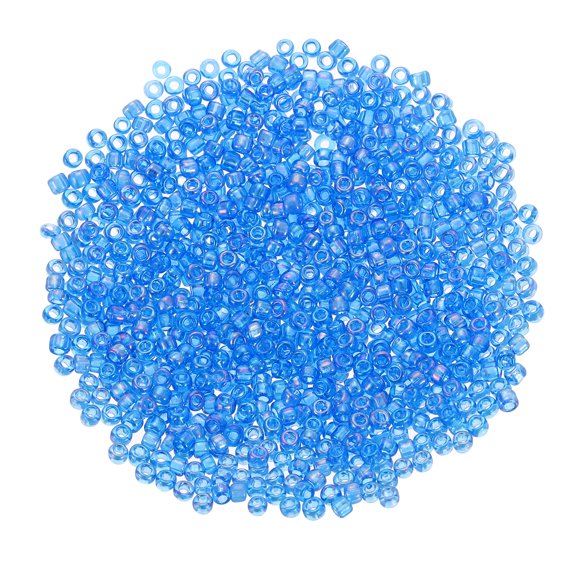 2000 Pack 1.5mm Glass Bugle Beads, Mini Loose Glass Spacer Bead for DIY Making, Light Blue