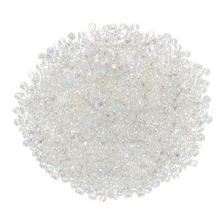 2000 Pack 1.5mm Glass Bugle Beads, Mini Loose Glass Spacer Bead for DIY Making, Light Gray