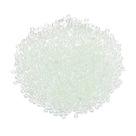 2000 Pack 1.5mm Glass Bugle Beads, Mini Loose Glass Spacer Bead for DIY Making, Light Mint