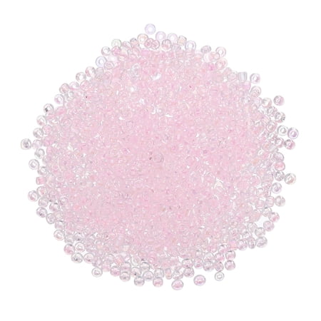 2000 Pack 1.5mm Glass Bugle Beads, Mini Loose Glass Spacer Bead for DIY Making, Light Pink