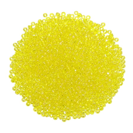 2000 Pack 1.5mm Glass Bugle Beads, Mini Loose Glass Spacer Bead for DIY Making, Yellow
