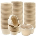 thumbnail image 1 of [2000 Pack] 4 Oz Compostable Condiment Souffle Bagasse Cups with Lids - Portion Cup with Lid Sugarcane, Biodegradable Perfect for Sauces, Samples, Condiments, Slime, Jello Shot, Food Storage, 1 of 5
