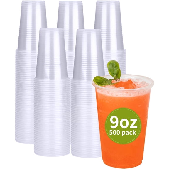 2000 Pack Disposable Plastic Cups 9 oz, Plastic Cups Bulk, Clear Cold Drinking Party Cups, ideal for Wedding,Thanksgiving, Christmas Party