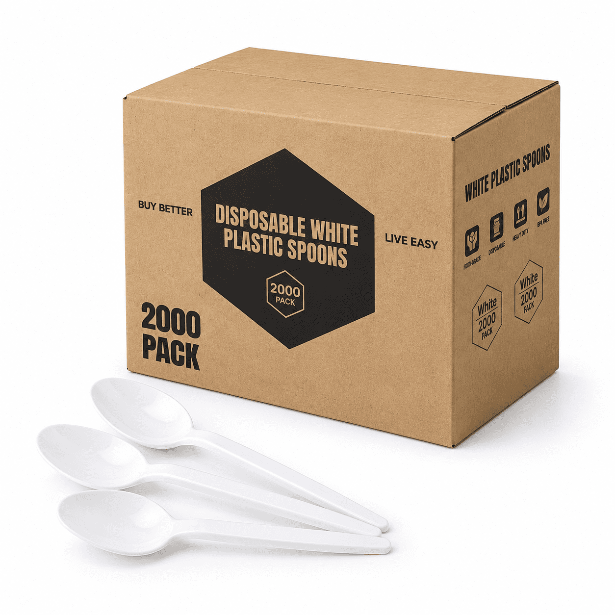 2000 Pack Disposable Plastic Teaspoons Bulk White Dessert Spoons For ...