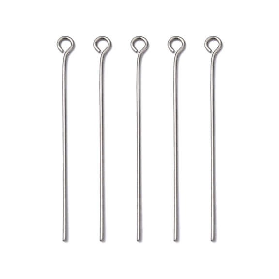 2000 Pcs 1.57 Inch in Length 304 Stainless Steel Eye Pins Open Eye Pins Headpins Jewelry Making Findings
