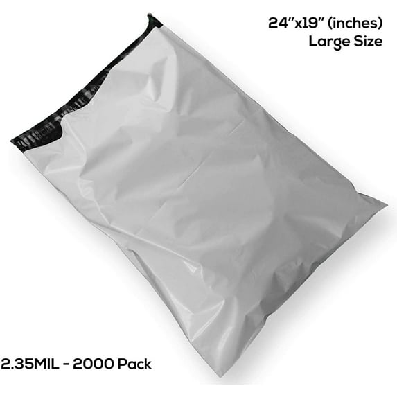 2000 Pcs 24x19 Inch Poly Bag Mailer 2.35MIL Premium Envelopes Shipping Bags, Self Adhesive, Waterproof, Privacy Shielded and Tear-Proof Postage Postal Envelopes, 2000 Pack Large Mailers