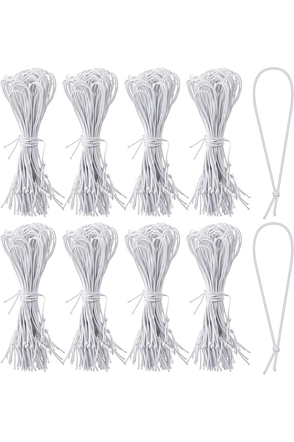 2000 Pcs 9 Inch Long Elastic Loop for Attaching Tags, Easy and Fast to Attach, Bundle of White Elastic String for Hang Tag, Clothes Tabs, Price Tabs, Luggage Label
