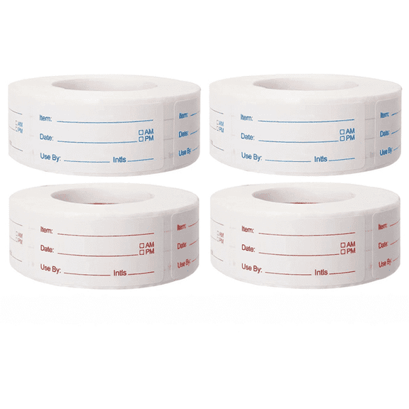 2000 Pcs Food Label Stickers, 4 Rolls 1x2 Inch Waterproof Oil-Proof Freezer Labels, No Residue for Kitchen & Restaurant