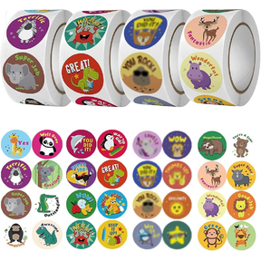 2000 Pcs Happy Face Stickers for Kids,4 Rolls Classroom Incentive Reward Decal for Teachers,Behavior Chart Stickers for Student