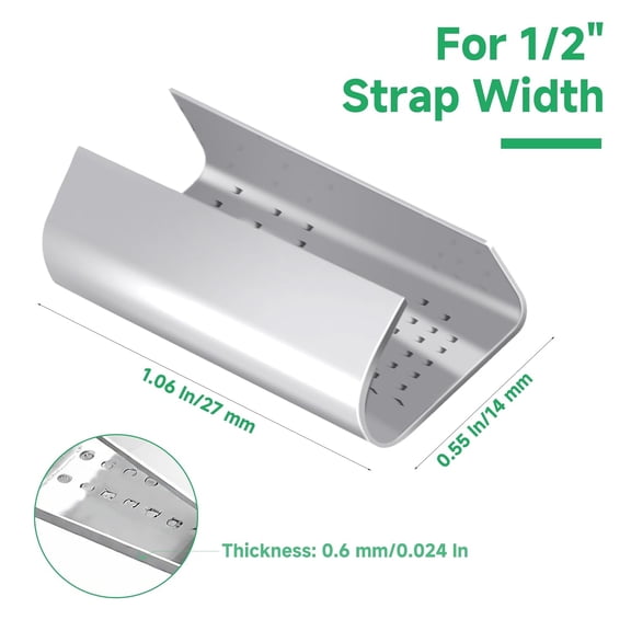 2000 Pcs Open Serrated Strapping Seals for 1/2" Strap Width Banding Strapping, Heavy Duty Metal Buckle Clips for Securing Packaging and Pallet Banding, Fix Loads for Storage and Transportation