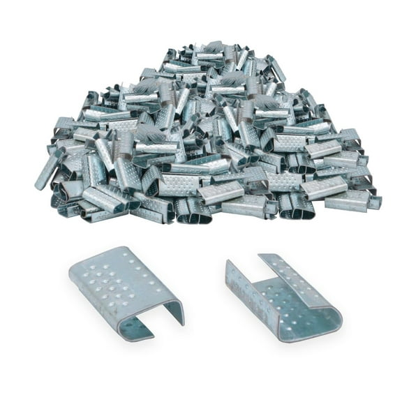 2000 Pcs Packaging Strapping Open Serrated Seals 1/2" Strap Width Polyester (PET) Strapping, Pallet Banding Strapping Clips Heavy Duty Strapping Metal Buckle