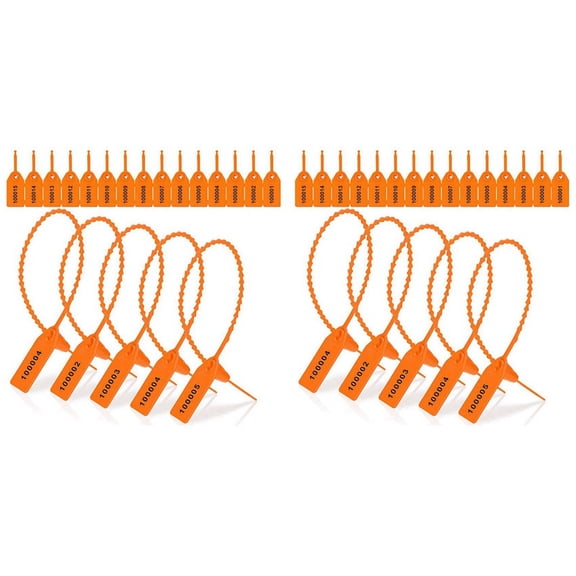 2000 Pcs Plastic Tamper Seals Tags Security Tags Seals Numbered Zip Ties Labels Orange