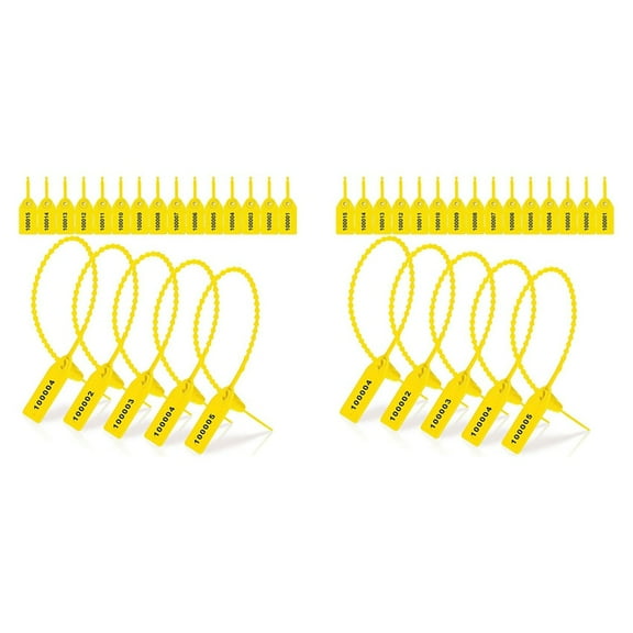2000 Pcs Plastic Tamper Seals Tags Security Tags Seals Numbered Zip Ties Labels (Yellow)