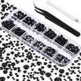 thumbnail image 1 of 2000 Pieces Flat Back Gems Rhinestones 6 Sizes (1.5-6 Mm) Round Crystal Rhinestones with Pick up Tweezer and Rhinestones Picking Pen for Crafts Nail Clothes Shoes Bags DIY Art (Black), 1 of 7