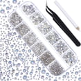 thumbnail image 1 of 2000 Pieces Flat Back Gems Rhinestones 6 Sizes (1.5-6 Mm) Round Crystal Rhinestones with Pick up Tweezer and Rhinestones Picking Pen for Crafts Nail Clothes Shoes Bags DIY Art (Paradise Shine), 1 of 5