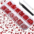 thumbnail image 1 of 2000 Pieces Flat Back Gems Rhinestones 6 Sizes (1.5-6 Mm) Round Crystal Rhinestones with Pick up Tweezer and Rhinestones Picking Pen for Crafts Nail Clothes Shoes Bags DIY Art (Red), 1 of 6