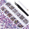 thumbnail image 1 of 2000 Pieces Flat Back Gems Rhinestones 6 Sizes (1.5-6 Mm) Round Crystal Rhinestones with Pick up Tweezer and Rhinestones Picking Pen for Crafts Nail Clothes Shoes Bags DIY Art (Blue Flame), 1 of 6