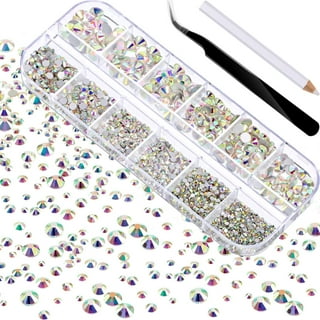 Ely D 3000PCS Clear Nail Rhinestones Flat Back Gems Round Crystal  Rhinestone 6 Sizes with Pick Up Tweezer Diamonds for Face Jewels Makeup  Clothes Nail Art Shoes Crafts Bags DIY Ely D