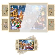 2000 Piece Puzzle Board with Drawers and Cover, Adjustable Tilting Puzzle Board, Portable Wooden Jigsaw Puzzle Table for Adults as a Gift