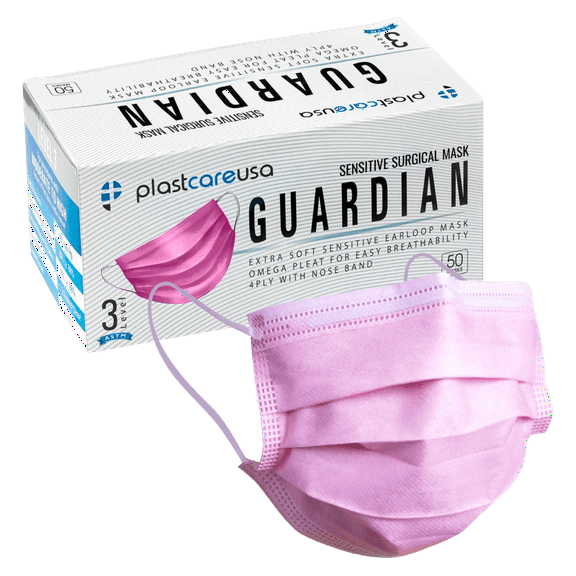 2000 Plastcare USA 4Ply Ear-Loop Mask Level 3 (Pink) (40 Boxes of 50)