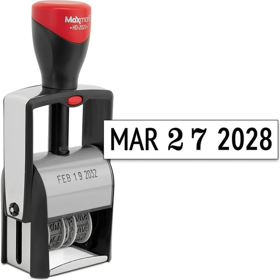 2000 Plus 2020 Heavy Duty Date Stamp, Large Date Size - Exclusive 12-Year Band - Black Ink