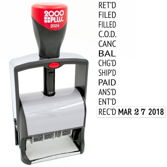 2000 Plus 2024 Heavy Duty Date Phrase Stamp, Large Date Size - Exclusive 12-Year Band - Black Ink