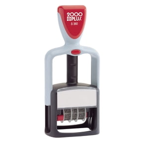2000 Plus Red/Blue Ink Self-Inking Date and Message Stamp, 4 in 1