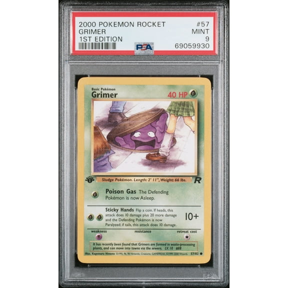 2000 Pokémon Team Rocket Grimer #57/82 1st Edition PSA 9