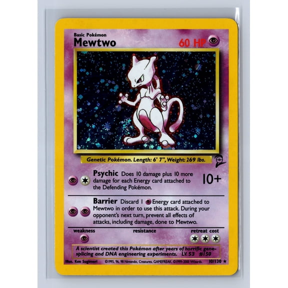 2000 Pokemon Base Set 2 Holo Mewtwo Rare Trading Card #10/130