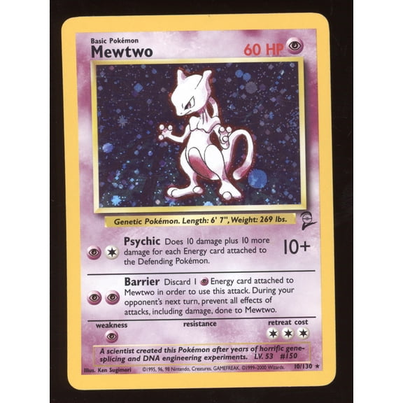 2000 Pokemon Base Set 2 Mewtwo Holo Rare #10/130