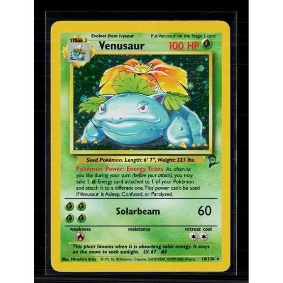 2000 Pokemon Base Set 2 Venusaur Holo Rare #18/130 Lightly Played Excellent