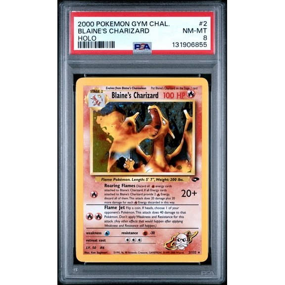 2000 Pokemon Gym Challenge Blaine's Charizard Holo PSA 8 #2