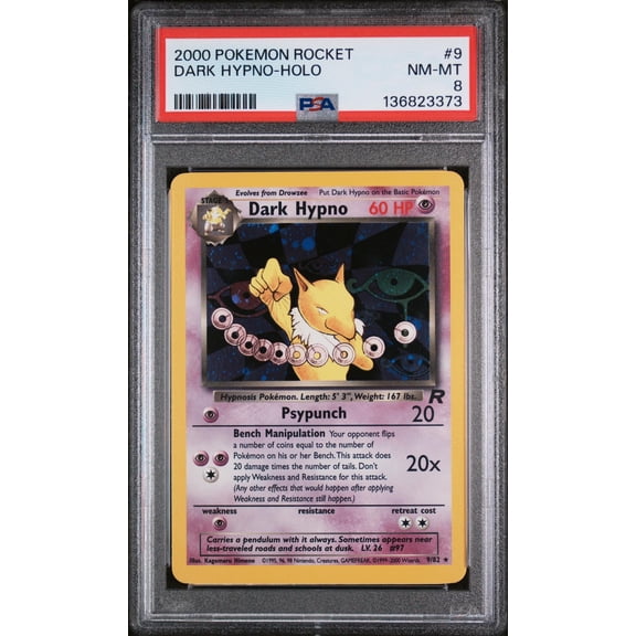 2000 Pokemon Team Rocket Holo Dark Hypno #9 PSA 8