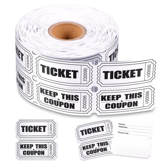 2000 Raffle Tickets Double Pages Consecutively Numbered Prize Tickets Tokens for Party Events Prize Reward Fundraiser Drawing Carnival Giveaways Supplies
