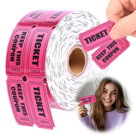 2000 Raffle Tickets Double Roll Metallic Foil Ticket for Events Carnivals Entry Class Reward Prizes