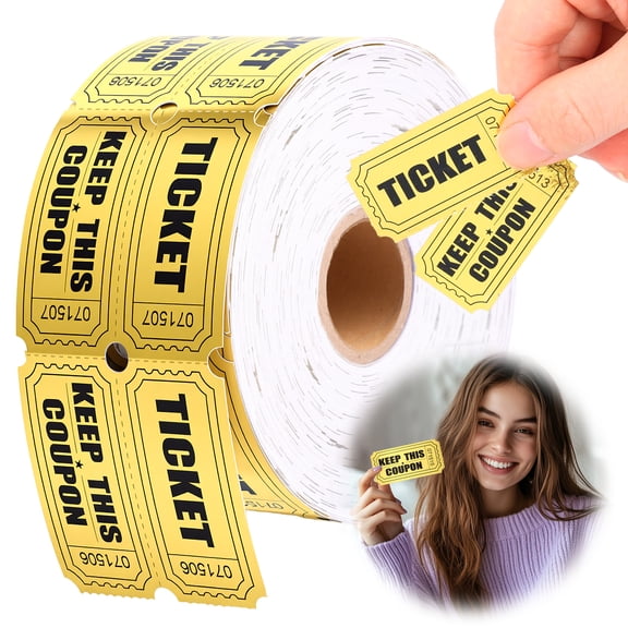 2000 Raffle Tickets Double Roll Metallic Gold Foil Ticket for Events Carnivals Entry Class Reward Prizes