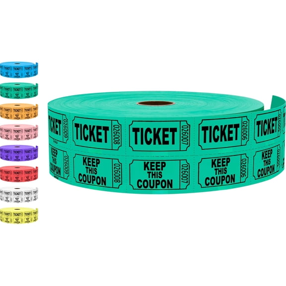 2000 Raffle Tickets  Green (1 Of 8 Colors) Double Roll For Events Entry Class Reward Fundraiser & Prizes